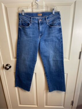 Mother the mid rise rambler zip ankle fray in dugout doobies 8 29